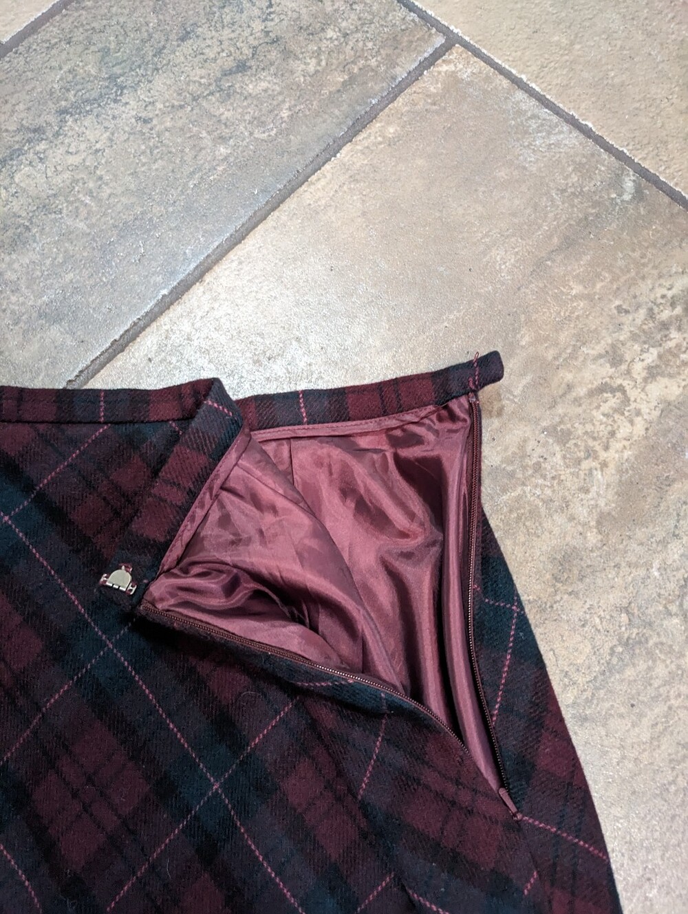 Vintage Eddie Bauer Tartan Plaid Wool Blend Maxi Skirt Chic Fall Classic Size 12 - Picture 4 of 15